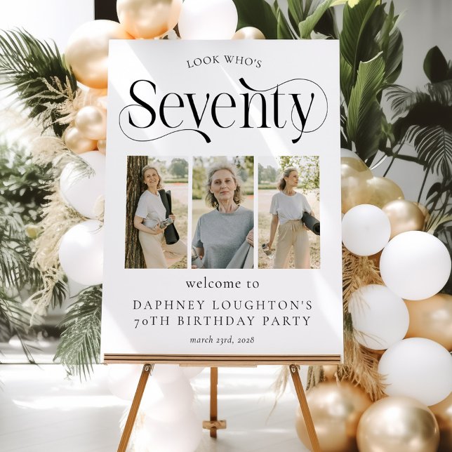 Elegant SEVENTY 3 photo collage 70th Birthday Foam Board (Creator Uploaded)