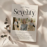 Elegant SEVENTY 3 photo collage 70th Birthday Invitation<br><div class="desc">Embrace the beauty of turning seventy with our elegant 70th birthday invitations. Our luxe invitations allow you to showcase a 3-photo collage, perfect for showcasing the evolution of the birthday boy/girl over the years. With an eye-catching typeface and a customizeable minimalist template, this invitation is a blend of modernity and...</div>