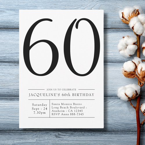 Elegant seventy 60th Birthday Simple Party Invitation