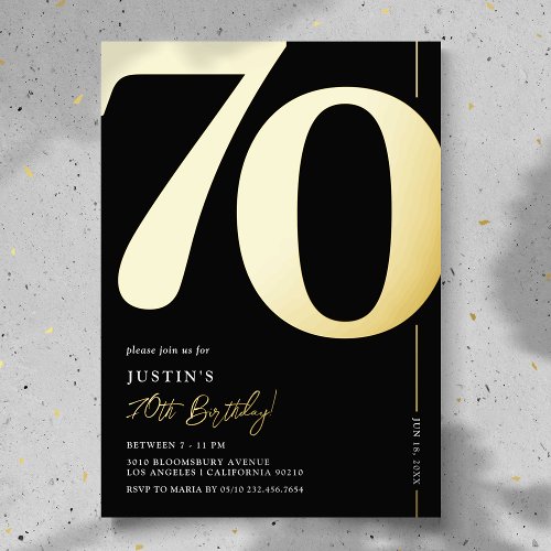 Elegant Seventy 70th Birthday Party Foil Foil Invitation