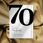 Elegant Seventy 70th Birthday Party Invitation<br><div class="desc">Classic black and white 70th birthday party invitations featuring the number '70' in a large bold serif font,  and a modern invite template that is easy to personalize.</div>