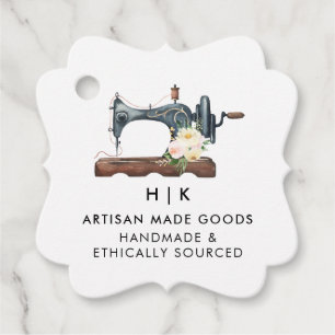 Elegant Sewing Machine Floral Tailor   Hang Tag