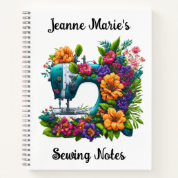 Elegant Sewing Machine Tropical Flower Tailoring Notebook