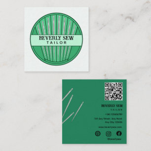 Elegant Sewing Needles Handmade Tailoring  Square Business Card