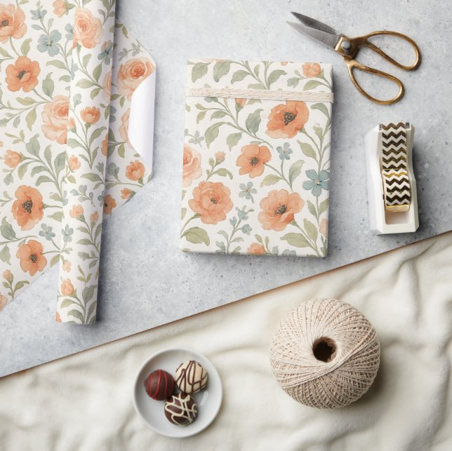 Elegant Shabby Chic French Floral Art Pattern Wrapping Paper (Crafts)