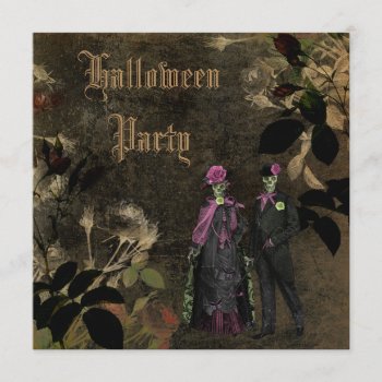 Elegant Shabby Chic Skeletons Halloween Party Invitation by AJ_Graphics at Zazzle