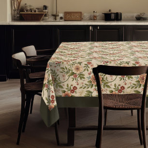 Elegant Shabby Chic Subtle Floral Embroidery Tablecloth