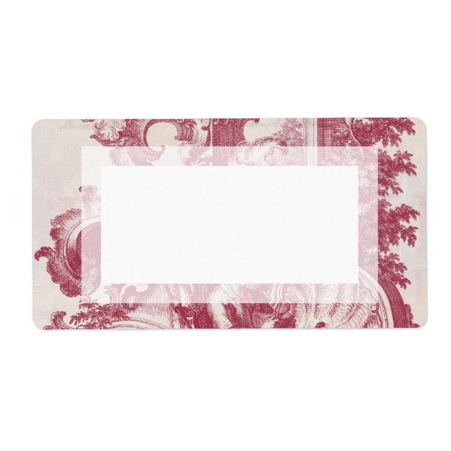 Elegant Shabby French Red Antique Engraving Toile Label (Front)