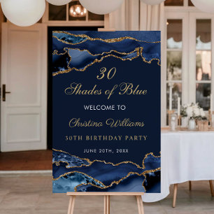 Elegant Shades of Blue Birthday Party Welcome Sign