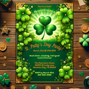 Elegant Shamrock Irish St. Patrick's Day Party  Invitation