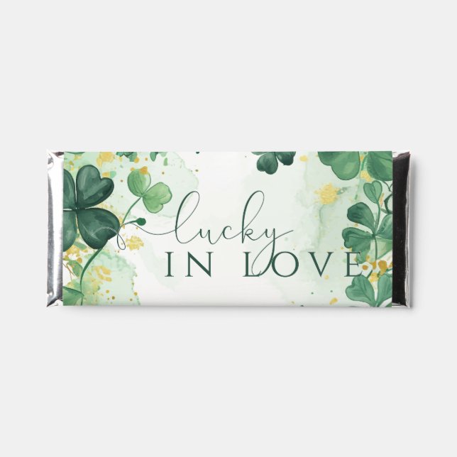 Elegant Shamrock Lucky in Love Bridal Shower  Hershey Bar Favors (Front)