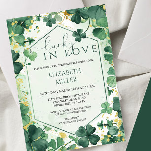 Elegant Shamrock Lucky in Love Bridal Shower Invitation