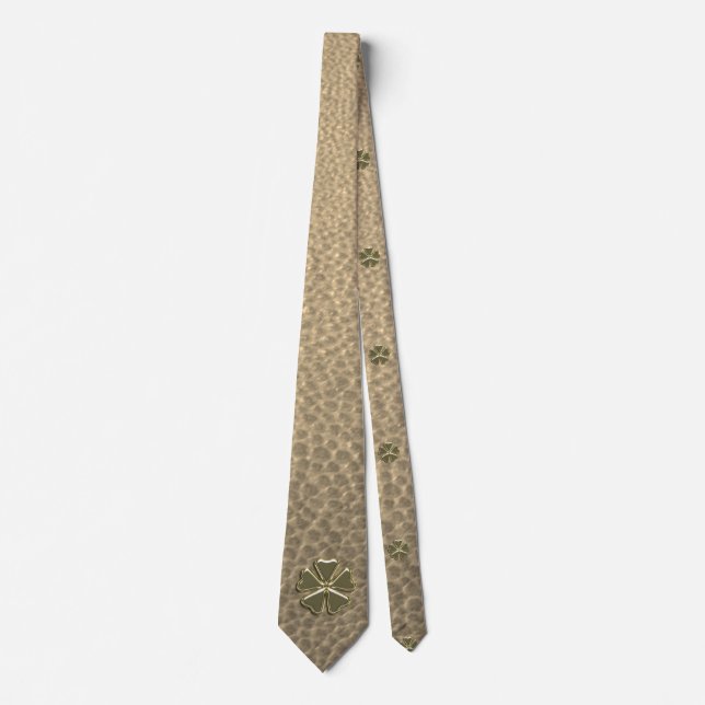 Elegant  Shamrock Patrick's Day Leather Neck Tie (Front)