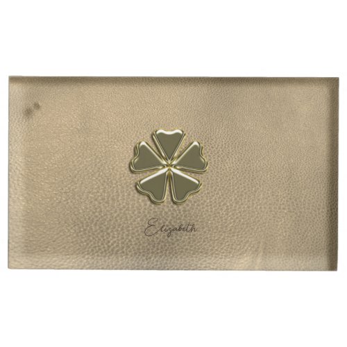 Elegant  Shamrock Patricks Day Leather Place Card Holder