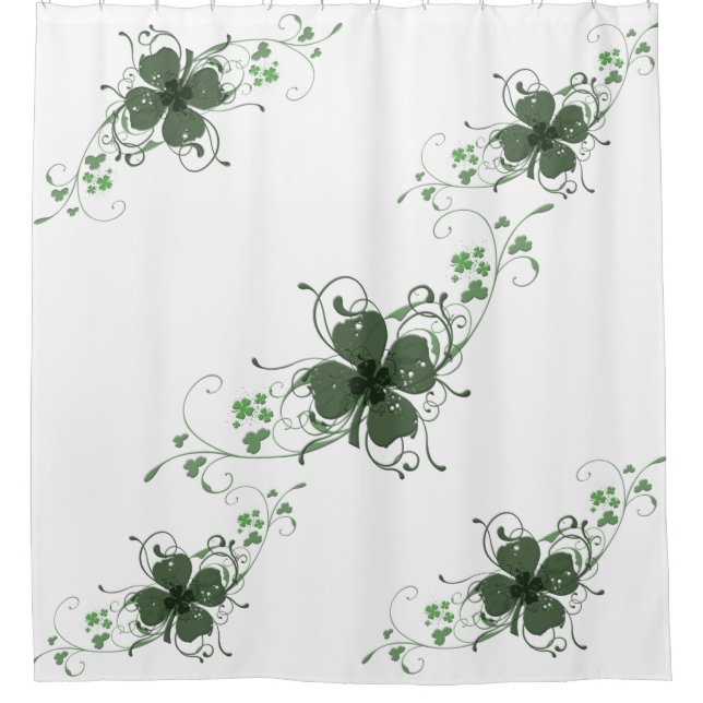 Elegant Shamrock Shower Curtain (Front)