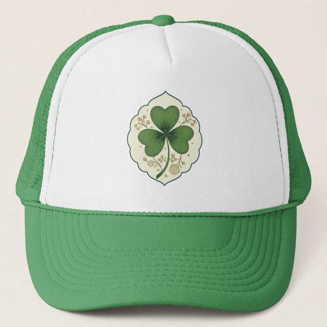 Elegant Shamrock St Patrick’s Day -boné Trucker Hat (Front)