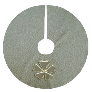 Elegant Shamrock St.Patrick`s Day,Green Leather Brushed Polyester Tree Skirt