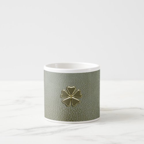 Elegant  Shamrock StPatricks DayGreen Leather Espresso Cup