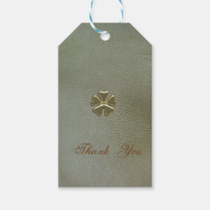 Elegant Shamrock St.Patrick`s Day,Green Leather Gift Tags