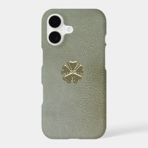 Elegant Shamrock St.Patrick`s Day,Green Leather iPhone 17 Case