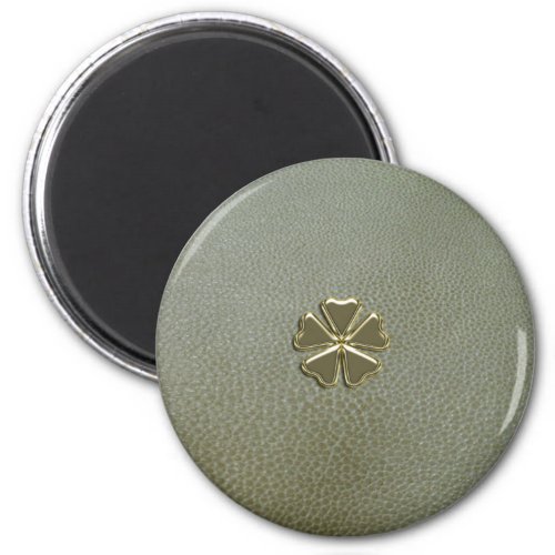 Elegant  Shamrock StPatricks DayGreen Leather Magnet