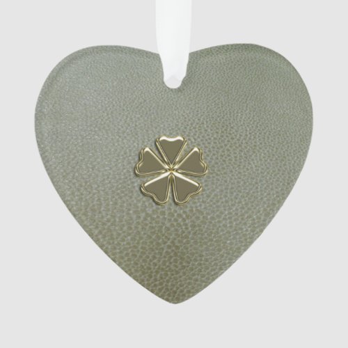 Elegant  Shamrock StPatricks DayGreen Leather Ornament