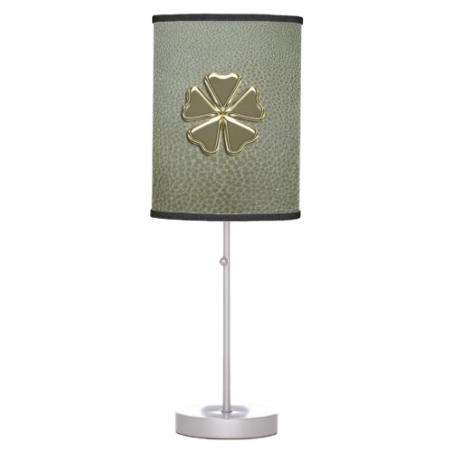Elegant  Shamrock StPatricks DayGreen Leather Table Lamp
