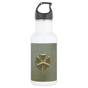 Elegant  Shamrock St.Patrick`s Day,Green Leather Water Bottle
