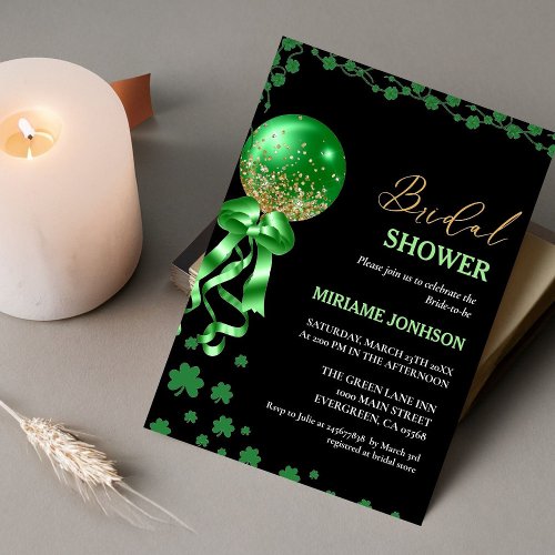 Elegant Shamrock St Patricks Day Bridal Shower  Invitation