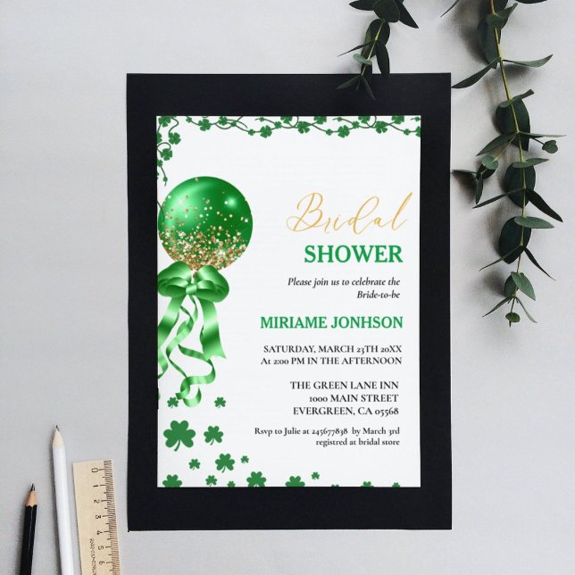 Elegant Shamrock St. Patrick's Day Bridal Shower  Invitation (Creator Uploaded)