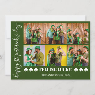 Elegant Shamrock St. Patrick's Day Family photo Holiday Card