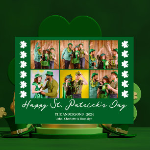 Elegant Shamrock St. Patrick's Day Family photo Holiday Card