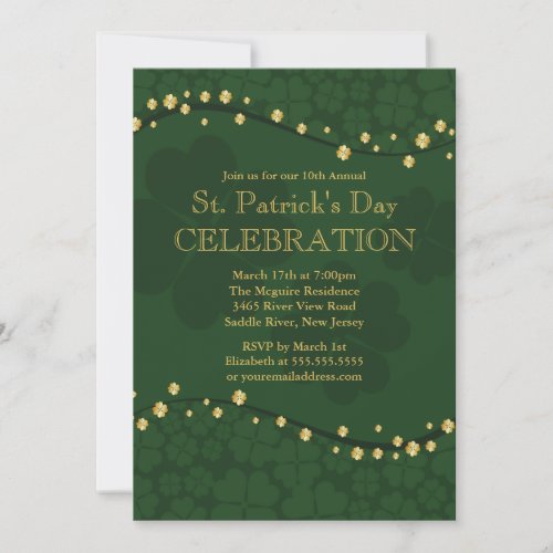 Elegant Shamrock St Patricks Party Invitation