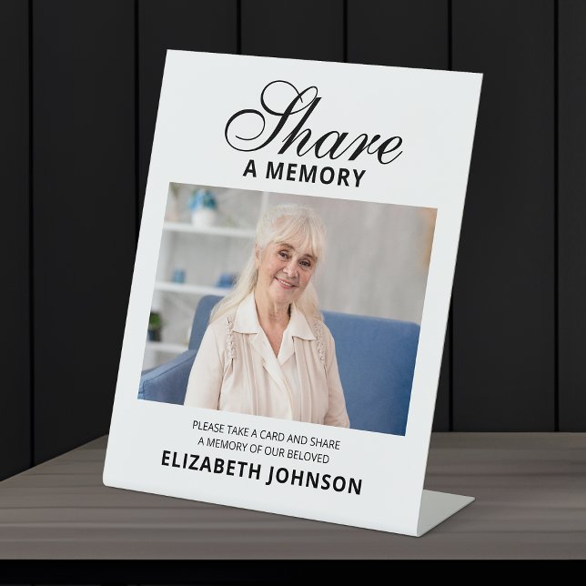 Elegant Share A Memory Funeral Photo Pedestal Sign (Creator Uploaded)
