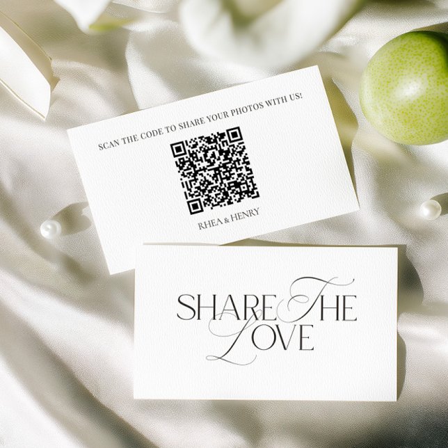 Elegant Share the Love Wedding QR Code Card  (Elegant Share the Love Wedding QR Code Card)