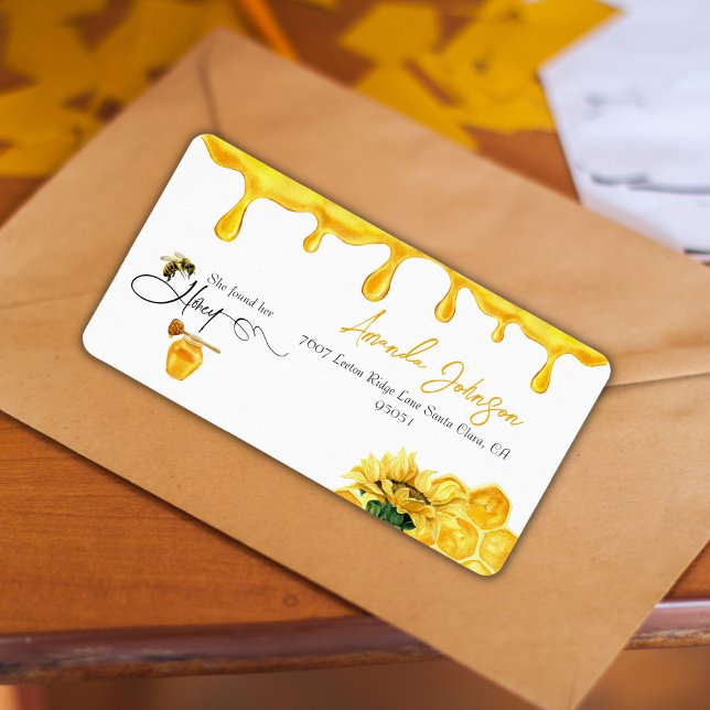 Elegant She Found Her Honey Bee Bridal Shower Label (Creator Uploaded)