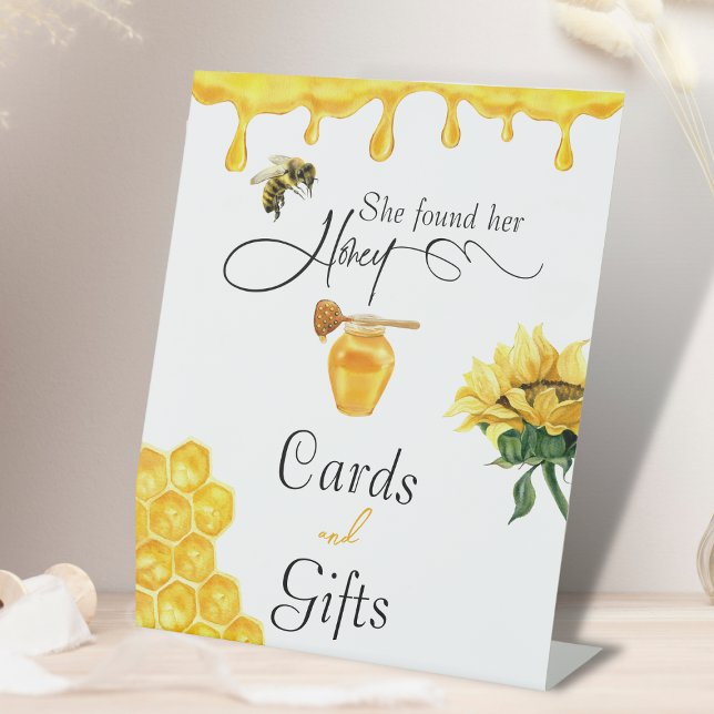 Elegant She Found Her Honey Bee Bridal Shower Pedestal Sign (Creator Uploaded)