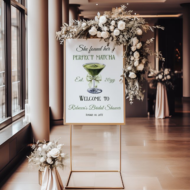 Elegant She Found Her Perfect Matcha Bridal Shower Foam Board (Creator Uploaded)