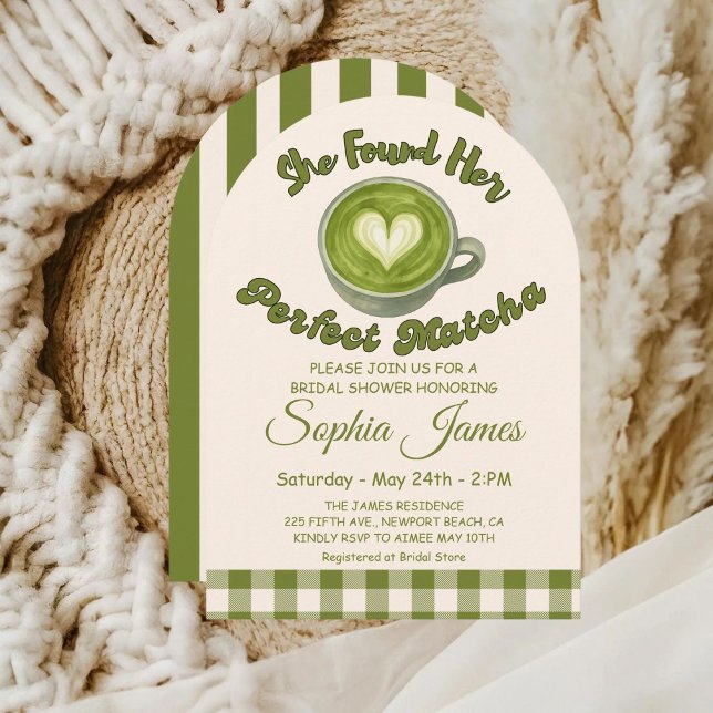 Elegant She Found Her Perfect Matcha Bridal Shower Invitation (Creator Uploaded)