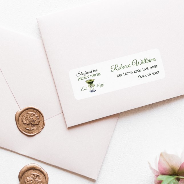 Elegant She Found Her Perfect Matcha Bridal Shower Label (Creator Uploaded)