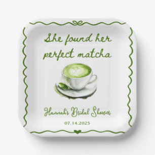 Elegant She Found Her Perfect Matcha Bridal Shower Paper Plates