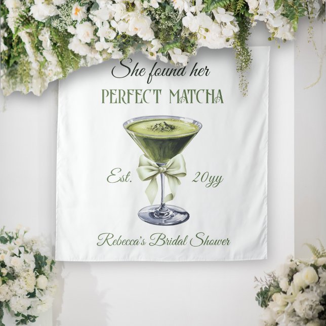 Elegant She Found Her Perfect Matcha Bridal Shower Tapestry (Creator Uploaded)