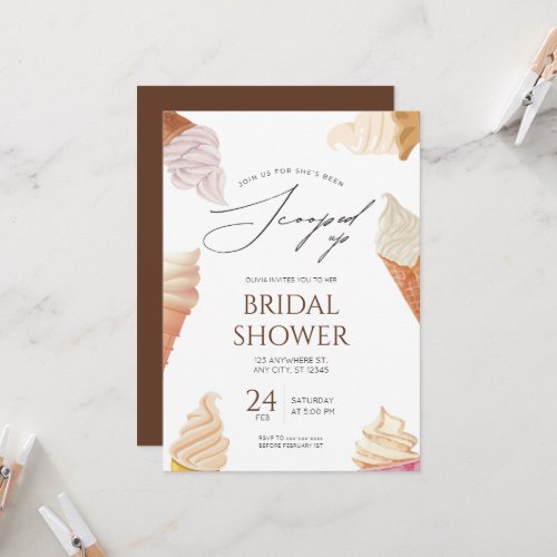 Elegant Shes Been Scooped Up Bridal Shower  Invitation