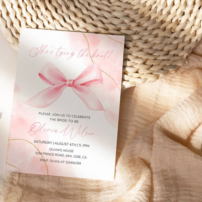 Elegant "She’s Tying the Knot" Bridal Shower Party Invitation (Creator Uploaded)