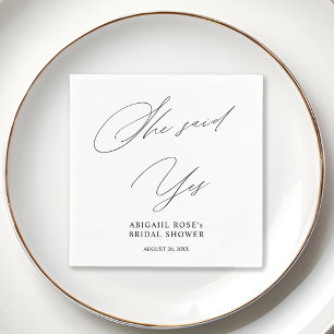 Elegant She Said Yes Bridal Shower Napkins