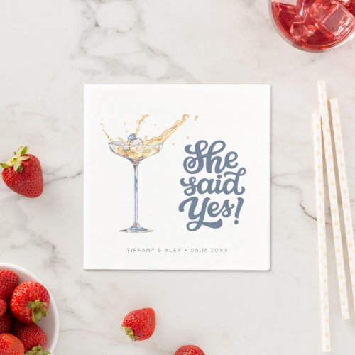 Elegant She Said Yes Champagne Engagement Party  Napkins