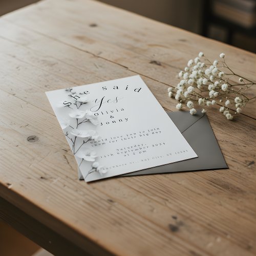 Elegant "She Said Yes" Engagement/Wedding Invitati Thank You Card