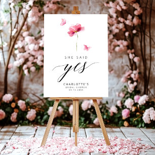 Elegant She Said Yes Floral Bridal Shower Foam Board