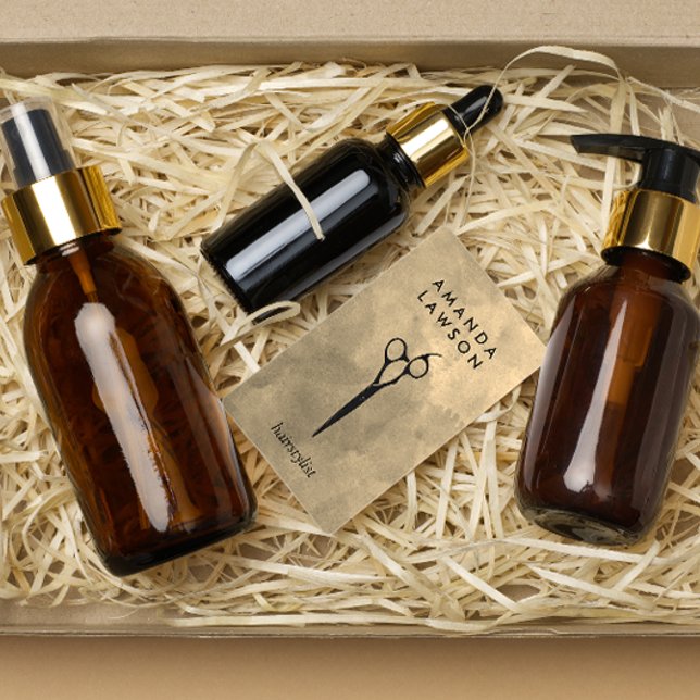 Elegant Shears Comb Gray Watercolor Business Card (Creator Uploaded)