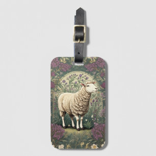 Elegant Sheep Lavender floral Background Luggage Tag